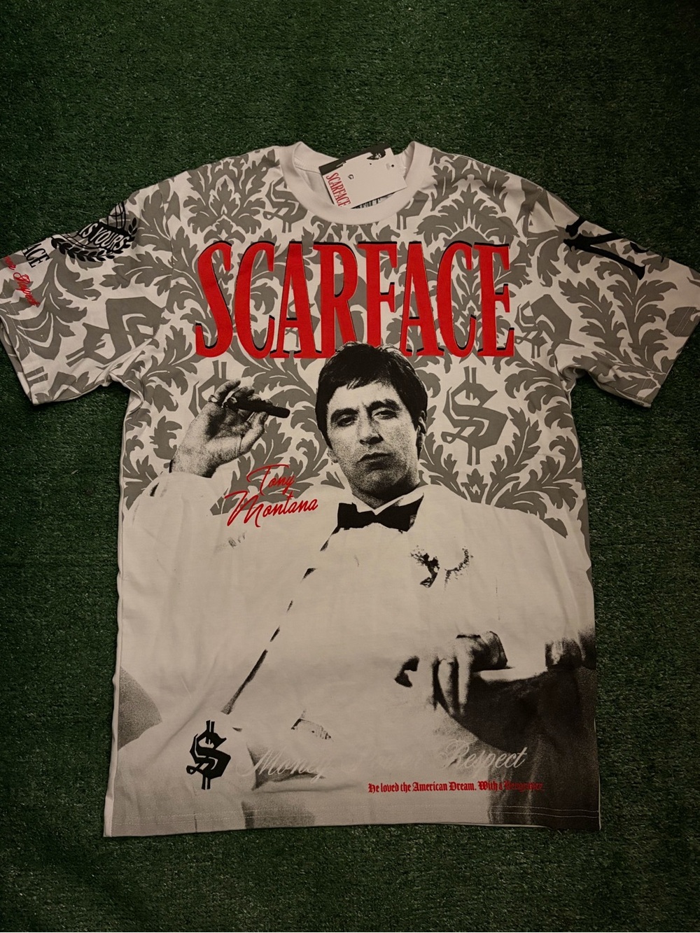 Scarface Graphic Short Sleeve Tee - White, Gray & Red